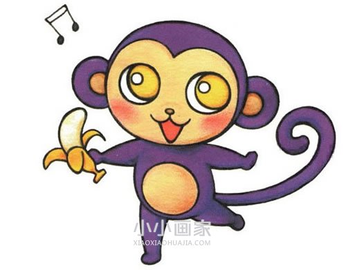 绘本故事吃香蕉的小猴子简笔画画法图片步骤