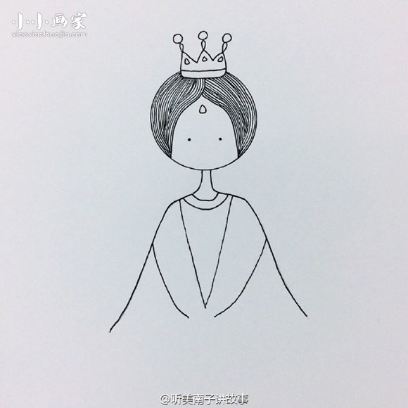 彩色的漂亮灰姑娘简笔画画法图片步骤步骤5
