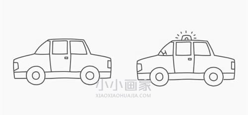 彩色警车简笔画画法图片步骤步骤4