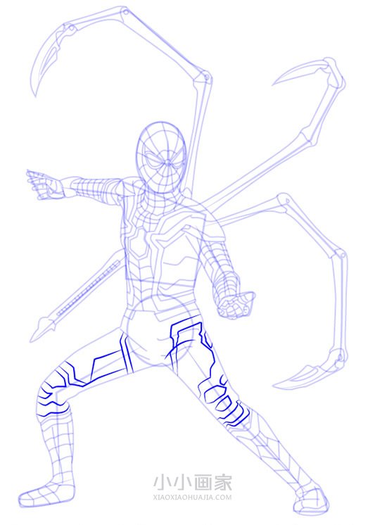 穿着全新战甲的蜘蛛侠简笔画画法图片步骤步骤12