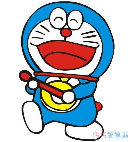 如何画机器猫简单可爱涂颜色_哆啦a梦的画法简笔画图片