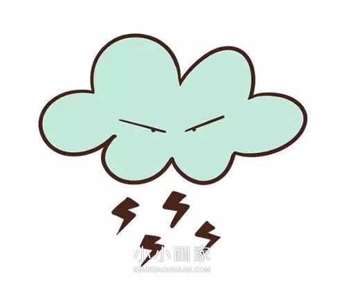 卡通风打雷简笔画画法图片步骤步骤1