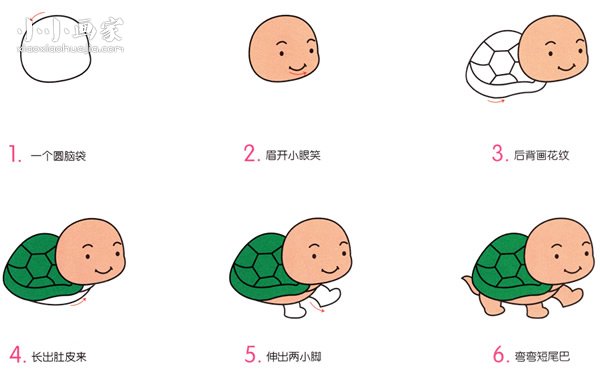 绘本故事走路的小乌龟简笔画画法图片步骤