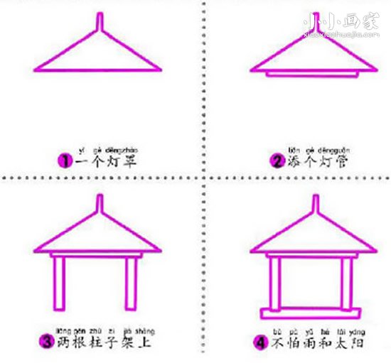 简单的小凉亭简笔画画法图片步骤步骤1