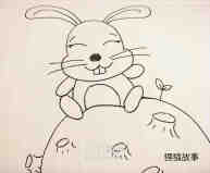 绘本故事坐在月亮上的兔子简笔画画法图片步骤