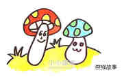 两只卡通蘑菇简笔画画法图片步骤步骤1