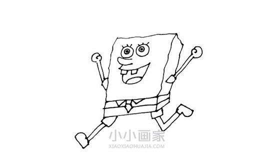 奔跑的海绵宝宝简笔画画法图片步骤步骤7