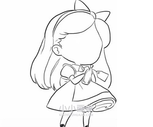 可爱女孩爱丽丝简笔画画法图片步骤步骤8