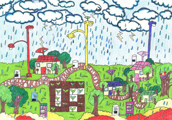 爱护家园保护环境儿童画图片步骤1