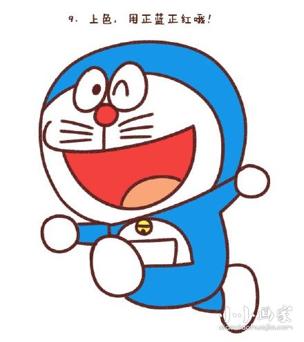 奔跑的哆啦A梦简笔画画法图片步骤步骤9