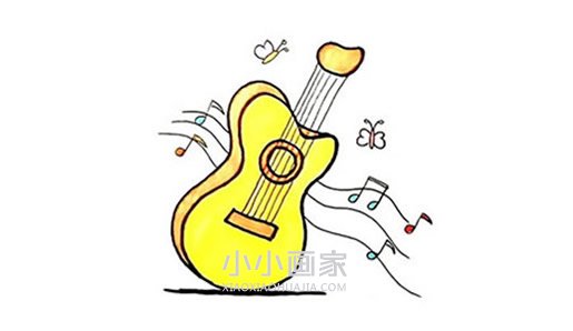绘本故事彩色吉他简笔画画法图片步骤