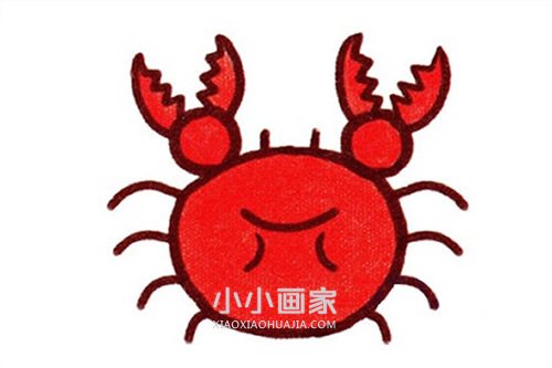 彩色大闸蟹简笔画画法图片步骤步骤6