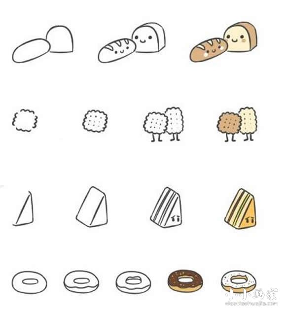 绘本故事可爱卡通面包简笔画画法图片步骤