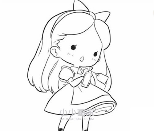 可爱女孩爱丽丝简笔画画法图片步骤步骤1