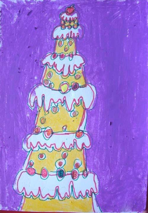 绘本故事幼儿多层生日蛋糕卡通儿童画作品图片大全