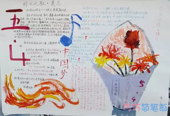 关于五四精神中国梦的手抄报怎么画简单漂亮步骤1