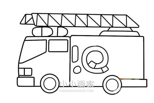 彩色消防车简笔画画法图片步骤步骤5