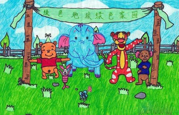 绿色家园你我共建儿童画一等奖作品图片步骤1