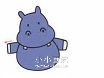 彩色卡通河马简笔画画法图片步骤步骤5