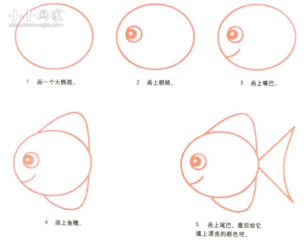 绘本故事可爱的胖头鱼简笔画画法图片步骤