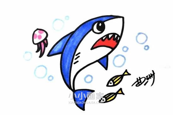 可怕鲨鱼简笔画画法图片步骤步骤1