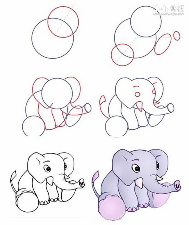 绘本故事坐着的大象简笔画画法图片步骤