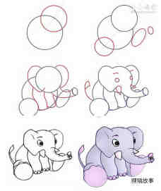 坐着的大象简笔画画法图片步骤步骤1
