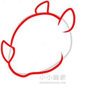 卡通小犀牛简笔画画法图片步骤步骤3