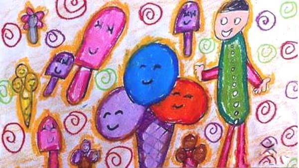 绘本故事少儿多彩冰淇淋夏天儿童画卡通图片