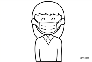 预防新型冠状病毒：戴口罩的小女孩简笔画图片步骤1
