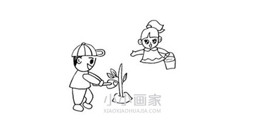 五一劳动节种树简笔画画法图片步骤步骤5