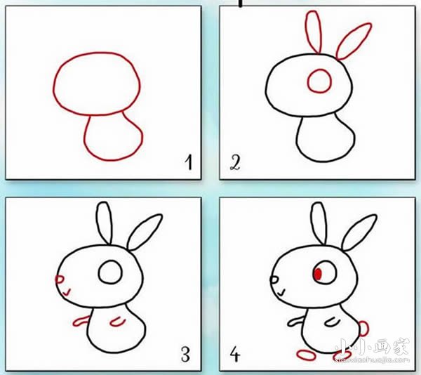 卡通兔子简笔画画法图片步骤步骤2