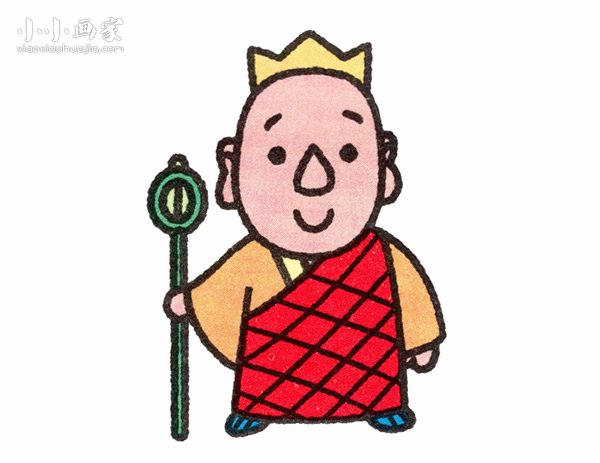 站立唐僧简笔画画法图片步骤步骤1