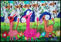 绘本故事可爱的小动物春天景象儿童水彩画图片