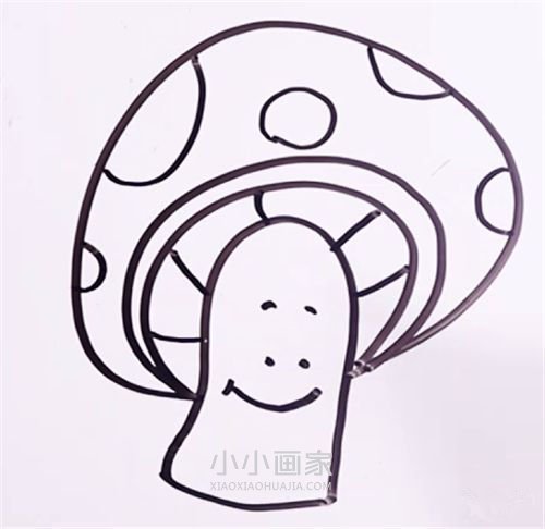 两只卡通蘑菇的简笔画画法图片步骤步骤6