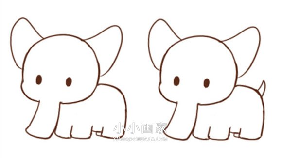 可爱卡通小象简笔画画法图片步骤步骤4