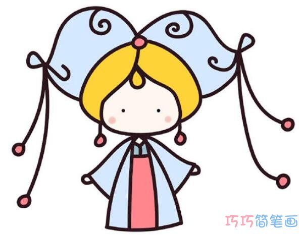 卡通嫦娥怎么画简单漂亮 彩色嫦娥简笔画图片步骤1