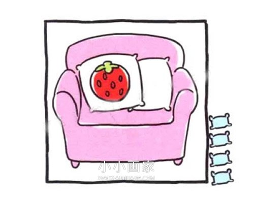 带靠枕沙发的简笔画画法图片步骤