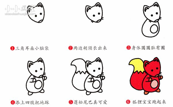 绘本故事简单小狐狸简笔画画法图片步骤