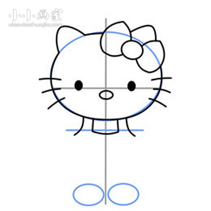彩色的Hello Kitty简笔画画法图片步骤步骤6
