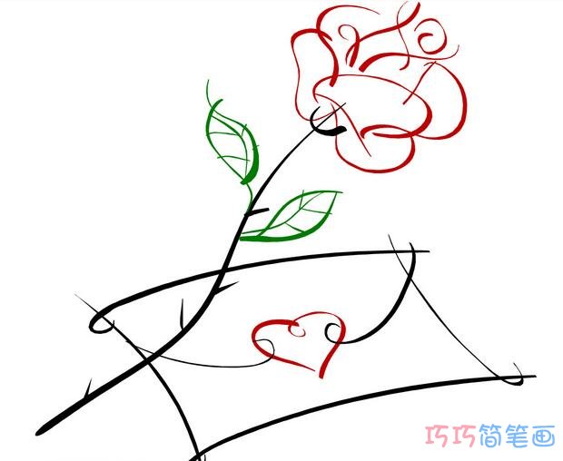 绘本故事七夕浪漫玫瑰花的画法_情人节简笔画图片