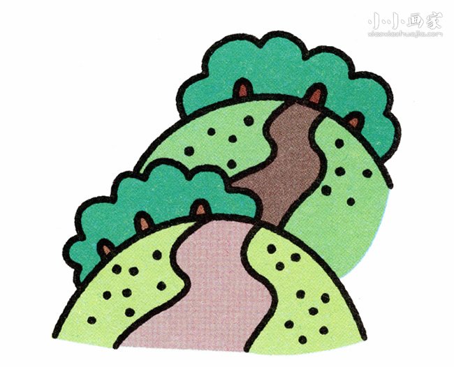 连绵山路简笔画画法图片步骤步骤1