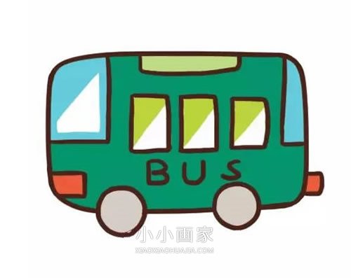 彩色公交车简笔画画法图片步骤步骤1