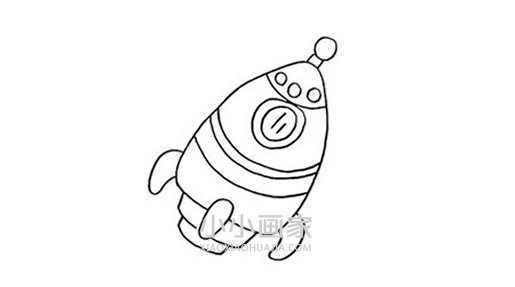 卡通宇宙火箭简笔画画法图片步骤步骤4