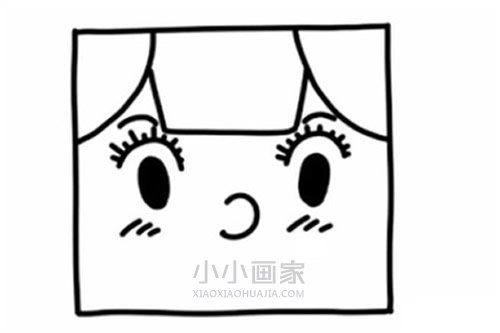 方方脸卡通女孩简笔画画法图片步骤步骤6