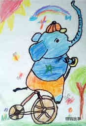 绘本故事关于小学生马戏团大象儿童蜡笔画画图片大全