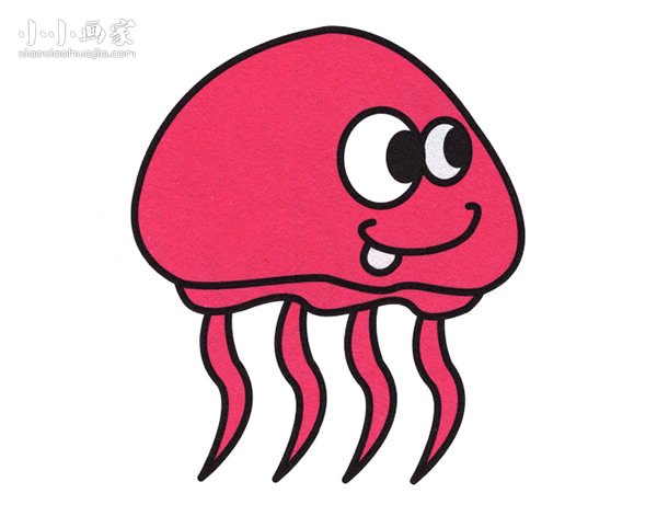 卡通小水母简笔画画法图片步骤步骤1