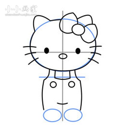 彩色的Hello Kitty简笔画画法图片步骤步骤7