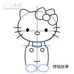 彩色的Hello Kitty简笔画画法图片步骤步骤7