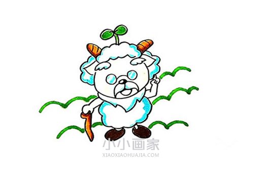 绘本故事彩色慢羊羊简笔画画法图片步骤